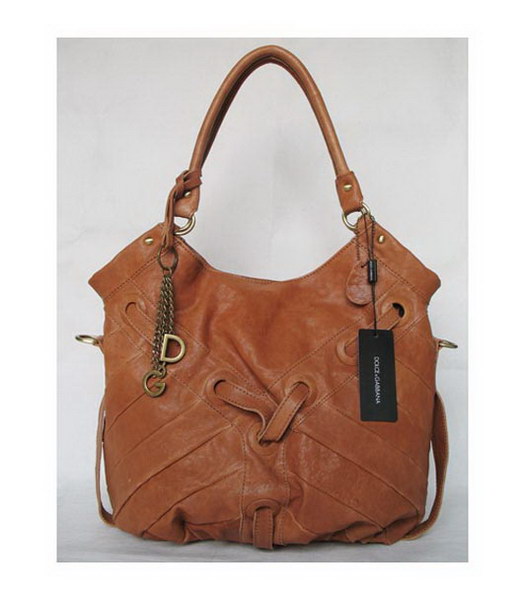 Dolce & Gabbana Leather Shoulder Bag_Camel